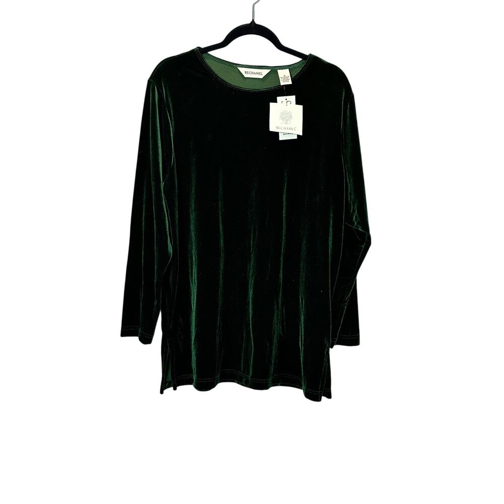 Bechamel NEW Vintage Deadstock Emerald Green Velvet Tunic Top size Medium